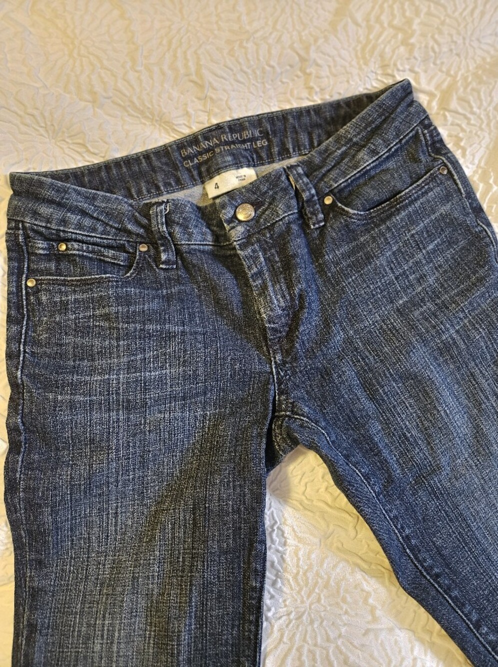 Banana Republic Straight Leg Jeans in Dark Blue Denim